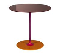 KARTELL table basse THIERRY 45 x 45 cm (Bordeaux - Verre trempé peint au dos et acier peint)
