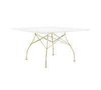 KARTELL table carrée GLOSSY 130 x 130 cm (Blanc - MDF laqué en polyester et acier doré)
