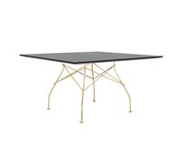 KARTELL table carrée GLOSSY 130 x 130 cm (Noir - MDF laqué en polyester et acier doré)