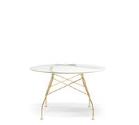 Kartell Table Glossy - marbre blanc - doré - rond