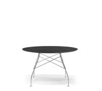 Kartell Table Glossy - marbre noir - chrome - rond
