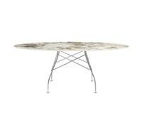 KARTELL table ovale GLOSSY MARBLE 192 x 118 cm (Symphonie - Grès finition Marbre et acier chromé)