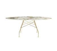 KARTELL table ovale GLOSSY MARBLE 192 x 118 cm (Symphonie - Grès finition Marbre et acier doré)