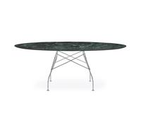 KARTELL table ovale GLOSSY MARBLE 192 x 118 cm (Vert - Grès finition Marbre et acier chromé)