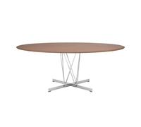 KARTELL table ovale VISCOUNT OF WOOD 192 x 118 cm (Plateau en noyer, structure chromée - bois et métal)