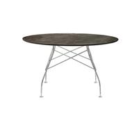 KARTELL table ronde GLOSSY MARBLE 128 cm (Aged Bronze - Grs finition Marbre et acier chrom)
