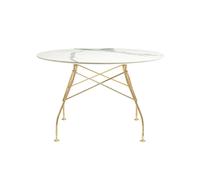 Kartell Table Glossy - marbre blanc - doré - rond