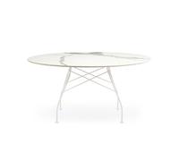 KARTELL table ronde GLOSSY XXL MARBLE Ø 150 cm (Blanc - Grès finition marbre et acier peint en blanc)