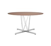 KARTELL table ronde VISCOUNT OF WOOD Ø 130 cm (Plateau en noyer, structure chromée - bois et métal)