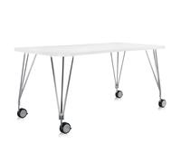 KARTELL table sur roulettes MAX (L 160 cm / Blanc zinc - Pleateau laminé anti-rayures / Structure en acier chromé)