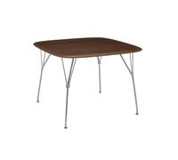 KARTELL table VISCOUNT OF WOOD 100 x 100 cm (Plateau en noyer, structure chromée - bois et métal)
