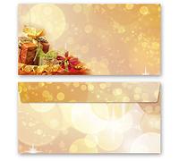 Karten & Co Lot d'enveloppes autocollantes spéciales Noël sans fenêtre et avec bande autocollante Format long 110 x 220 mm