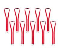 Karteo Lot de 10 cordons rouges avec double mousqueton - Avec 2 mousquetons et fermeture de sécurité pour porte-badge