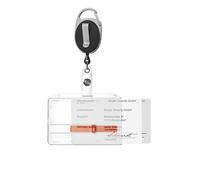 Karteo Porte-badge avec badge Jojo noir avec clip et mousqueton [1 pièce] Porte-cartes en polycarbonate pour 2 cartes avec 2 curseurs rouges