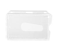 Karteo® Porte-Badge Horizontal Polycarbonate Mat - Format Carte Bancaire 86 x 54 mm avec Poussoir pour Carte et Fixation Lanyard