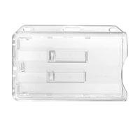 Karteo Porte-badge pour 2 cartes Porte-carte horizontal en plastique rigide transparent muni de deux glissières Porte-carte pour cartes d’identification, cartes de service