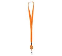 Karteo Tour de Cou Orange avec Enrouleur de Badge [1 Pièce] Lanyard avec Fermeture de Sécurité et Porte-Badge Rétractable avec Attache Vinyle
