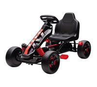 Karting À Pédales Enfant 3-6 Ans, Cadre Métal, Frein Et Roues Antidérapantes, Quad Buggy Rouge, 100x59x60.5 Cm, Jeu Extérieur