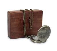 Kartique Montre de poche antique avec chaîne finition marron antique avec chariot de cheval villageois, doré, classique, doré, Classique