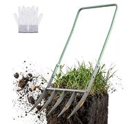 Kartols Fourche à creuser avec 5 dents, fourche de jardin ergonomique en acier trempé, fourche à creuser pour sols durs, parterres de fleurs, pelouse, ameublissement facile du sol et jardinage