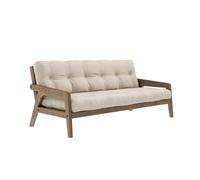 Banquette ajustable GRAB en pin massif foncé avec matelas futon beige 130x190