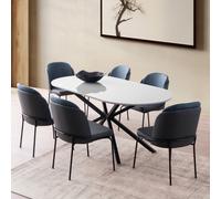 Table à manger 6 personnes gris et noir 180 cm KARVIA