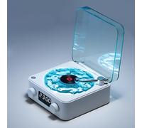 KARWL-Tourne-Disque Bluetooth Avec Haut-Parleurs Stéréo Et Lumière Ondulée,Tourne-Disque Avec Écran D'Affichage,Lecteur Cd Pour Le Divertissement Et La Décoration De La Maison (White)