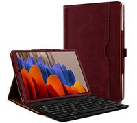 karylax - Clavier AZERTY + Étui de Protection Bordeau pour Samsung Galaxy Tab S8 Plus / S7 FE / S7 Plus 12.4 Pouces (SM-X800/T736/T970)