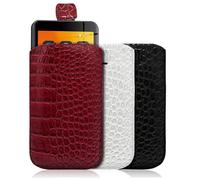 KARYLAX - Housse Etui Pochette S Style Croco (Rouge, Blanc, Noir) Compatible pour Gigaset GL7 (Pack x3)