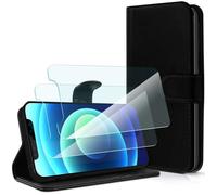 Karylax Pack 2 films de protection en verre flexible + étui portefeuille noir pour DANEW Konnect 607