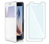 KARYLAX Pack 2 Verres Flexible + Etui S-View Universel M Blanc pour Altice S34