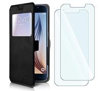 KARYLAX Pack 2 Verres Flexible + Etui S-View Universel M Noir pour Danew Konnect 556