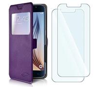 KARYLAX Pack 2 Verres Flexible + Etui S-View Universel M Violet pour Danew Konnect 556