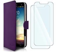 KARYLAX Pack 2 Verres Flexibles + Etui Portefeuille (L-Violet) pour Altice S43
