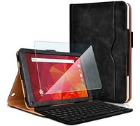 KARYLAX Pack Etui de Protection (Noir) + Clavier Azerty Bluetooth + Protection d'écran en Verre Flexible pour Tablette Logicom La Tab 105