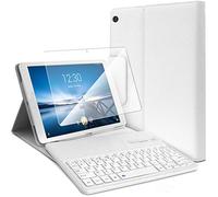 KARYLAX Pack Housse Étui de Protection (Couleur Blanc) avec Clavier Azerty Bluetooth + 1 Film de Protection d'Écran pour Lenovo Tab M10 / M10 HD 10,1 Pouces