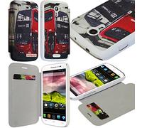 KARYLAX Seluxion - Coque Housse Etui à Motif KJ01 Rabat latéral et Porte-Carte pour Wiko Cink Five + Film de Protection