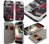 KARYLAX Seluxion - Coque Housse Etui à Motif KJ01 Rabat latéral et Porte-Carte pour Wiko Darkmoon + Film de Protection