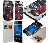 KARYLAX Seluxion - Coque Housse Etui à Motif KJ01 Rabat latéral et Porte-Carte pour Wiko Darknight + Film de Protection