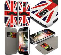 KARYLAX Seluxion - Coque Housse Etui à Motif KJ22 Rabat latéral et Porte-Carte pour Wiko Darkmoon + Film de Protection