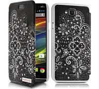 KARYLAX Seluxion - Coque Housse Etui à Motif LM11 Rabat latéral et Porte-Carte pour Wiko Slide + Film de Protection