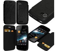 KARYLAX Seluxion - Coque Housse Etui à Rabat latéral et Porte-Carte pour Wiko Cink Slim Couleur Noir