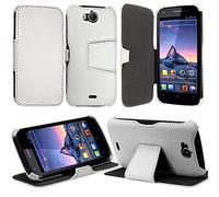 KARYLAX Seluxion - Coque Housse Etui avec Rabat Latéral Fonction Support pour Wiko Cink Peax/Peax 2 Couleur Blanc