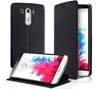 KARYLAX Seluxion - Housse Coque Etui à Rabat latéral Fonction Support Couleur Anthracite pour LG G3 + Film de Protection