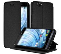 KARYLAX Seluxion - Housse Coque Etui à Rabat latéral Fonction Support Couleur Anthracite pour Wiko Getaway + Film de Protection …