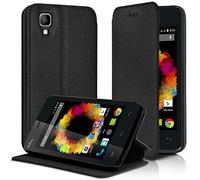 KARYLAX Seluxion - Housse Coque Etui à Rabat latéral Fonction Support Couleur Anthracite pour Wiko Sunset + Film de Protection