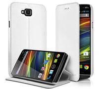 KARYLAX Seluxion - Housse Coque Etui à Rabat latéral Fonction Support Couleur Blanc pour Wiko Slide + Film de Protection …