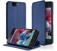 KARYLAX Seluxion - Housse Coque Etui à Rabat latéral Fonction Support Couleur Bleu pour Wiko Highway + Film de Protection …