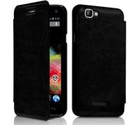 KARYLAX Seluxion - Housse Coque Etui à Rabat latéral Fonction Support Couleur Noir pour Wiko Rainbow 4G + Film de Protection