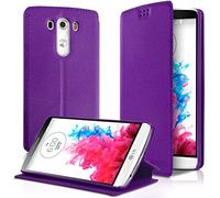 KARYLAX Seluxion - Housse Coque Etui à Rabat latéral Fonction Support Couleur Violet pour LG G3 + Film de Protection